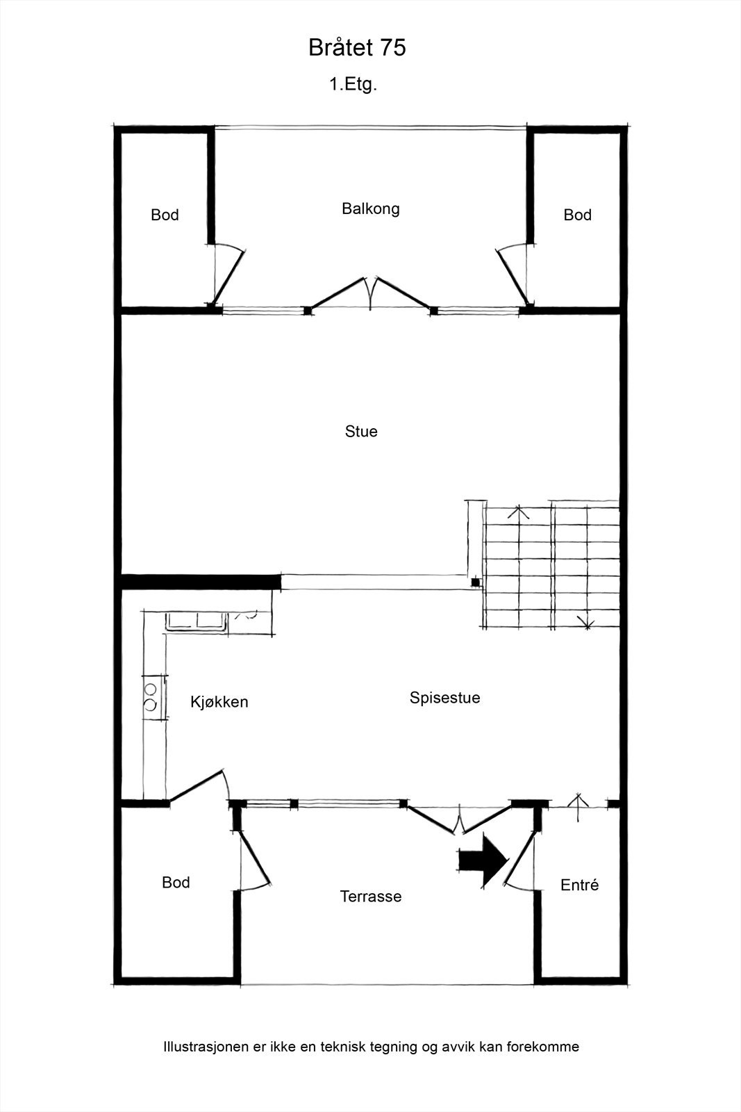 Boligen har 3 delplan - her en plan på 2 og 3 plan Galleribilde