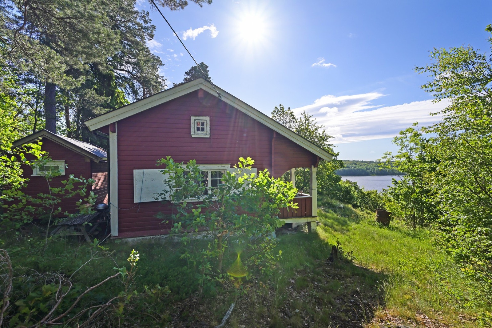 Til venstre ser vi annekset som er innredet til soverom Galleribilde