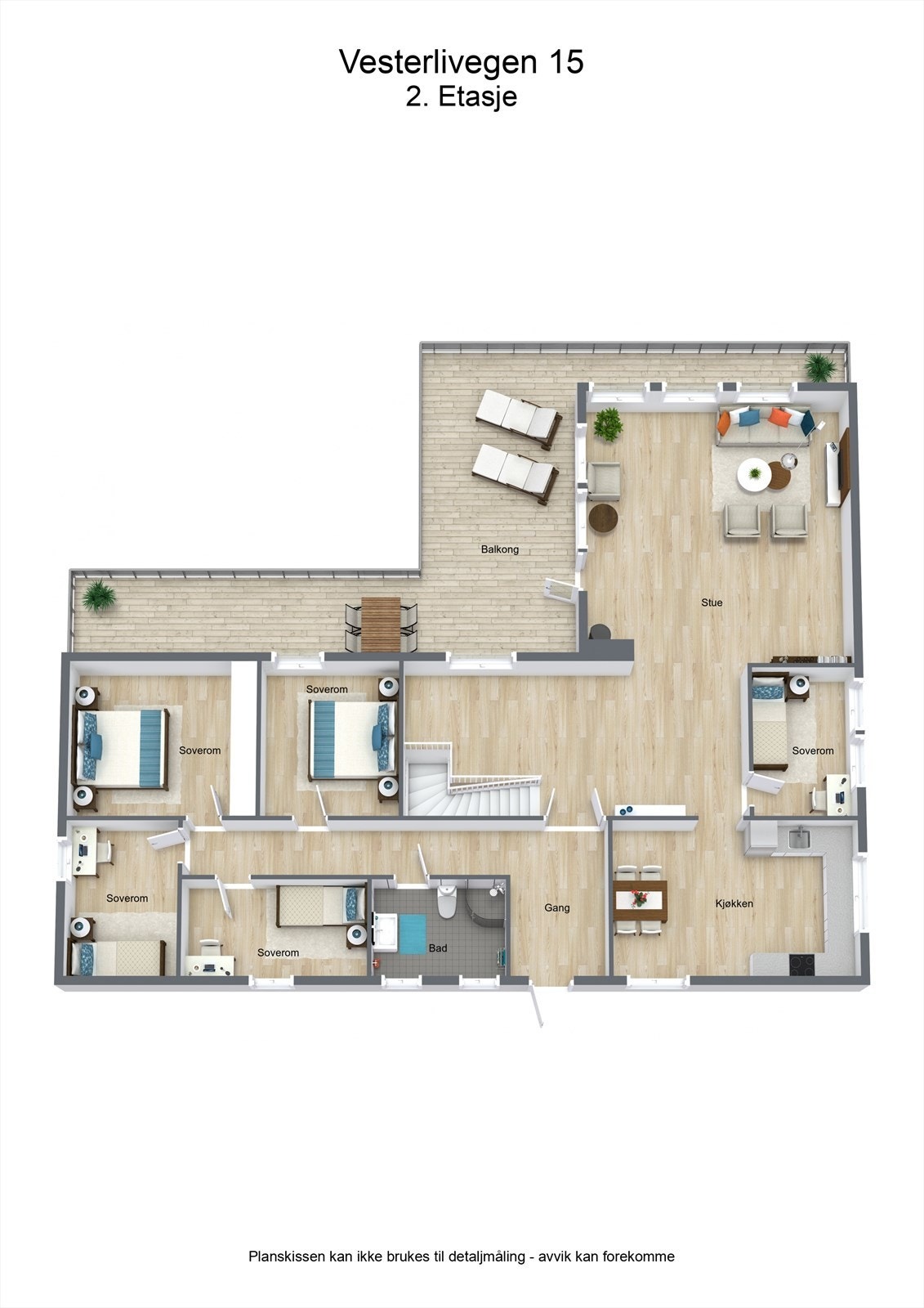 Plantegning - 3D - 2. Etasje Galleribilde