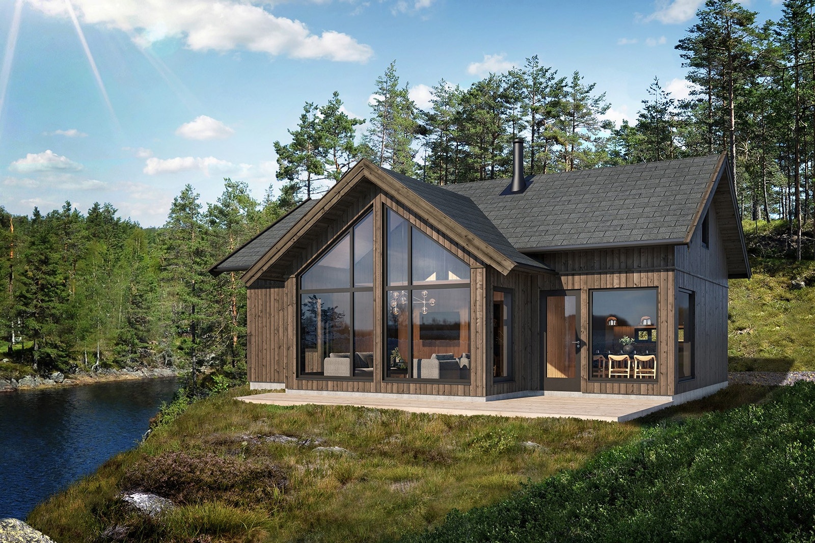 Illustrasjonsbilde av prosjektert hytte Galleribilde