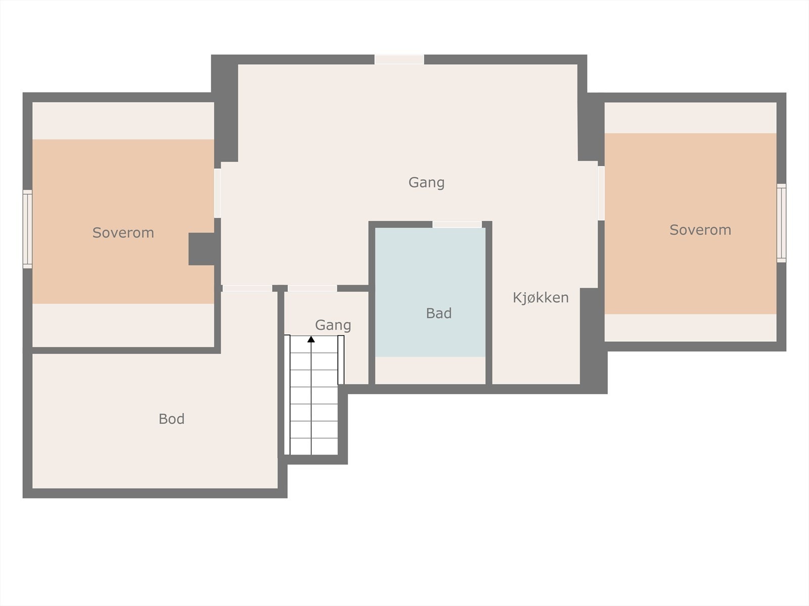 Bassengv 5 - Loftetasje er innredet med to soverom, hybelkjøkken og bad/wc samt en bod ( Ikke utleid ) Galleribilde