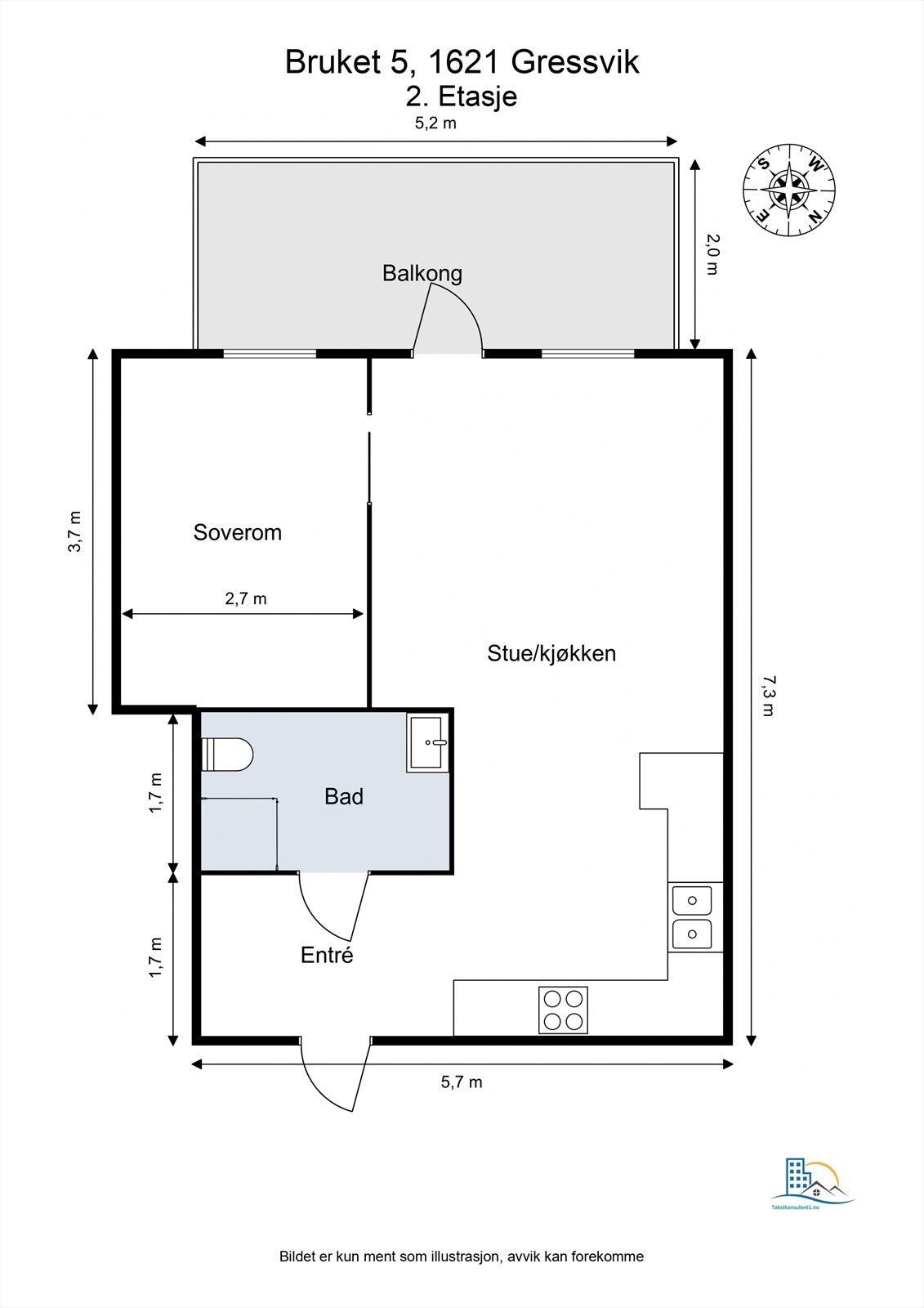 Bod i 4. etasje disponeres også av leiligheten. Galleribilde