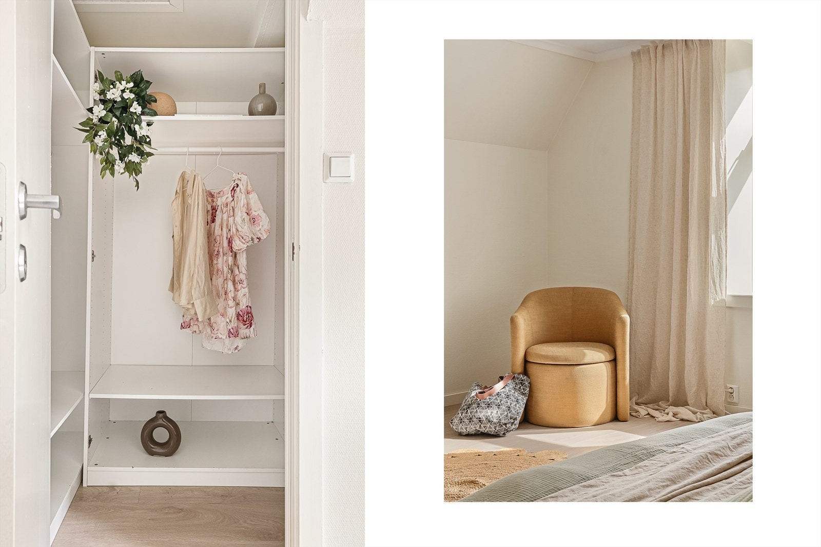 - Rommet byr på god plass til klær og tilbehør med innebygget walk-in- Galleribilde