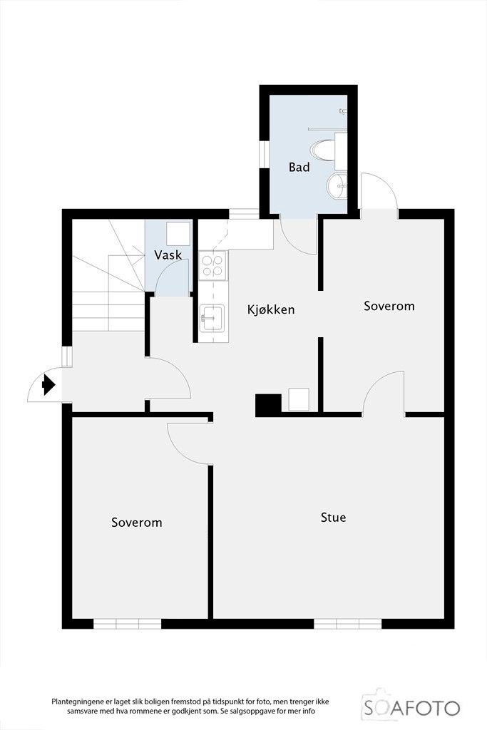 Planløsning 1. etasje - det miste soverommet benyttes pt som spisestue Galleribilde