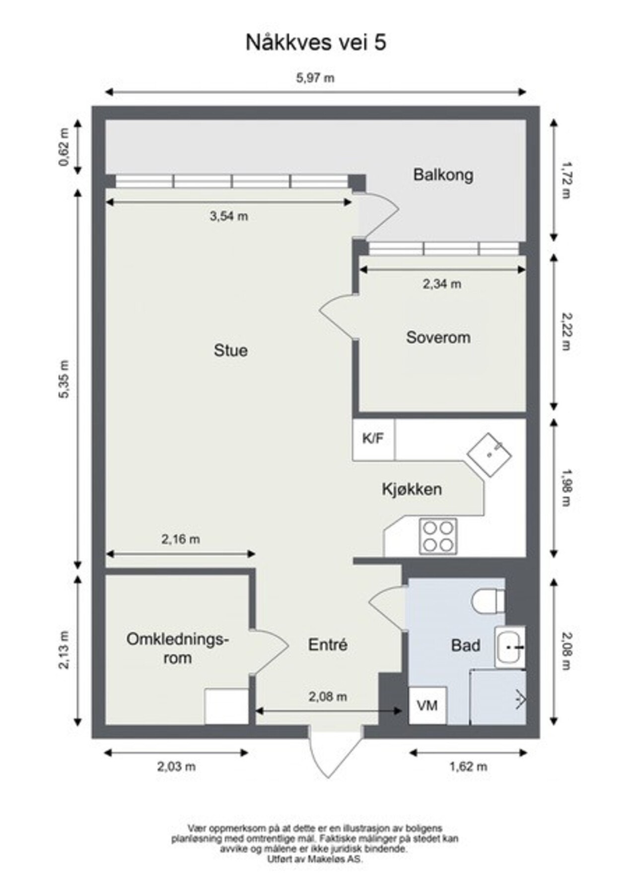 Leiligheten har en arealeffektiv og smart planløsning. Galleribilde