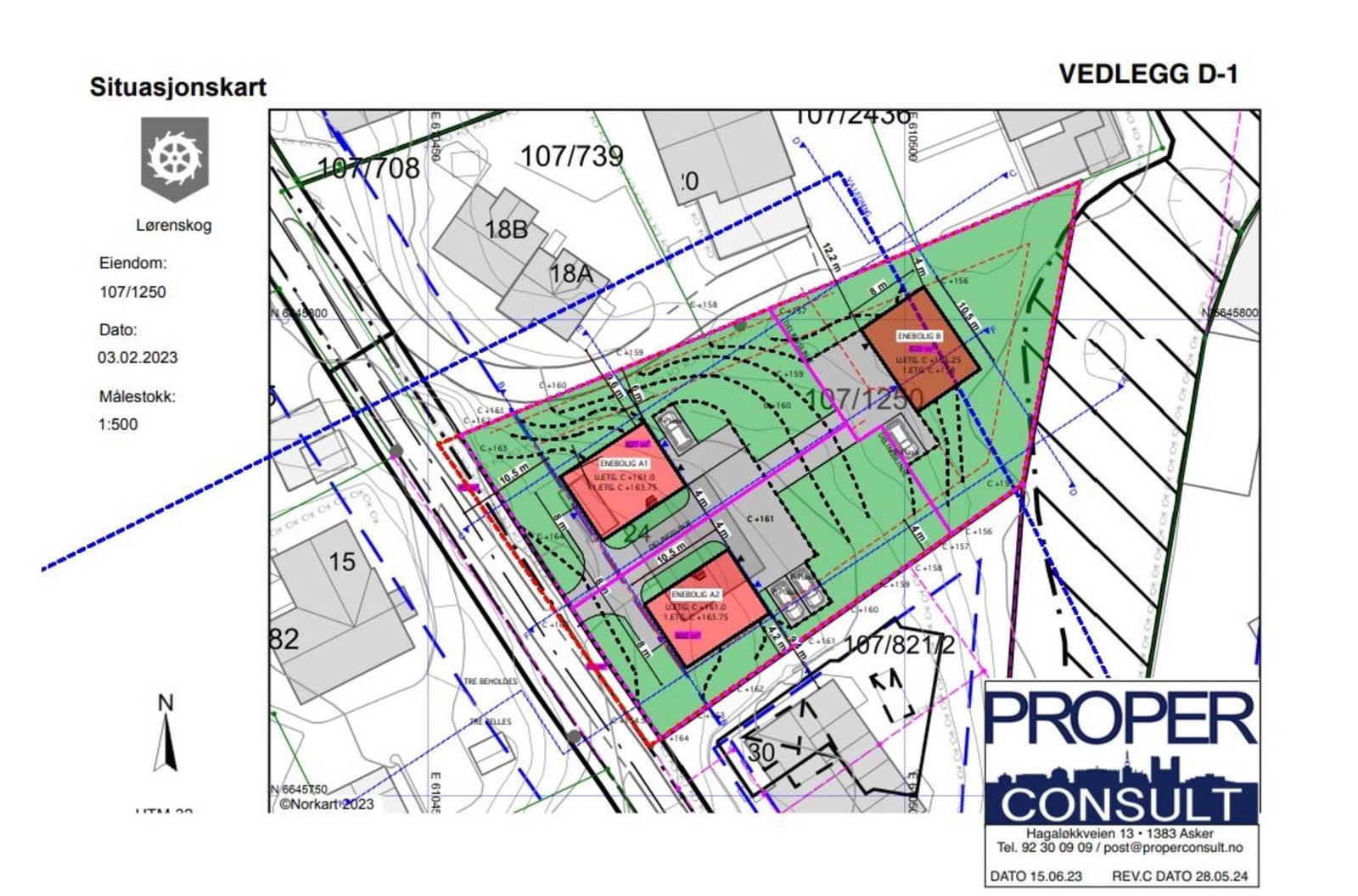 Tegninger fra arkitekt. Det gjøres oppmerksom på at det må søkes rammetillatelse etter oppdeling for at tiltaket skal la seg gjennomføre slik som skissert fra arkitekten. Galleribilde