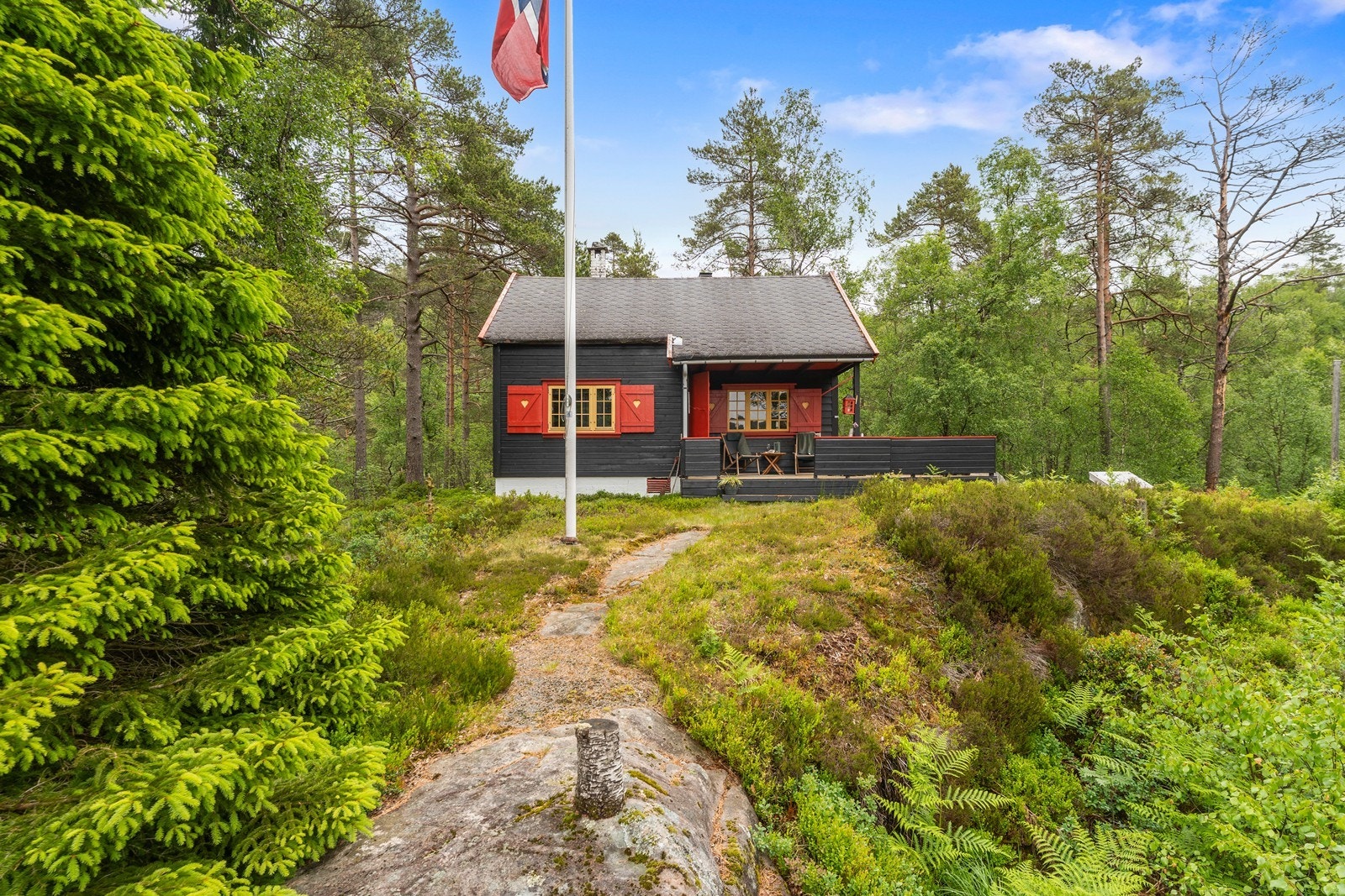 Hytten ligger i naturskjønne omgivelser med skjermet beliggenhet. Galleribilde