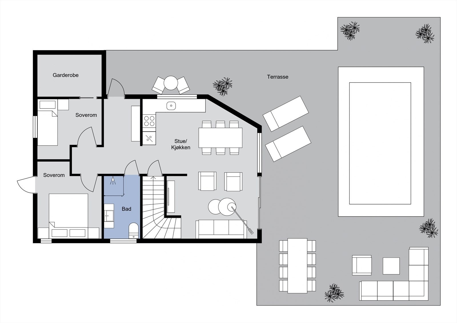 Planløsning 1. etasje Galleribilde