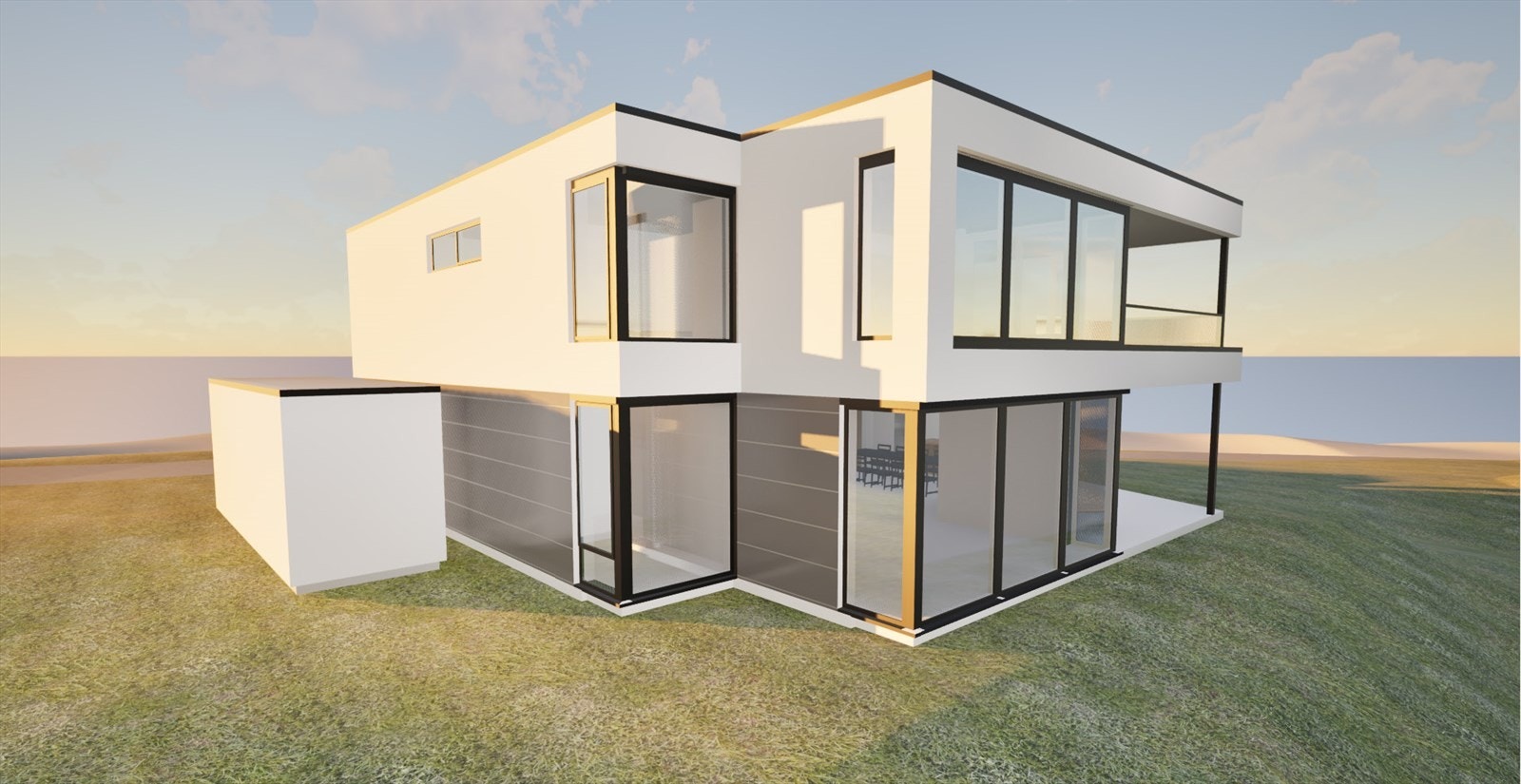 Her ser man forslag til enebolig inntegnet på tomta. Tegninger/skisser fra arkitekt kan kjøpes med, hvis dette er ønskelig. Galleribilde
