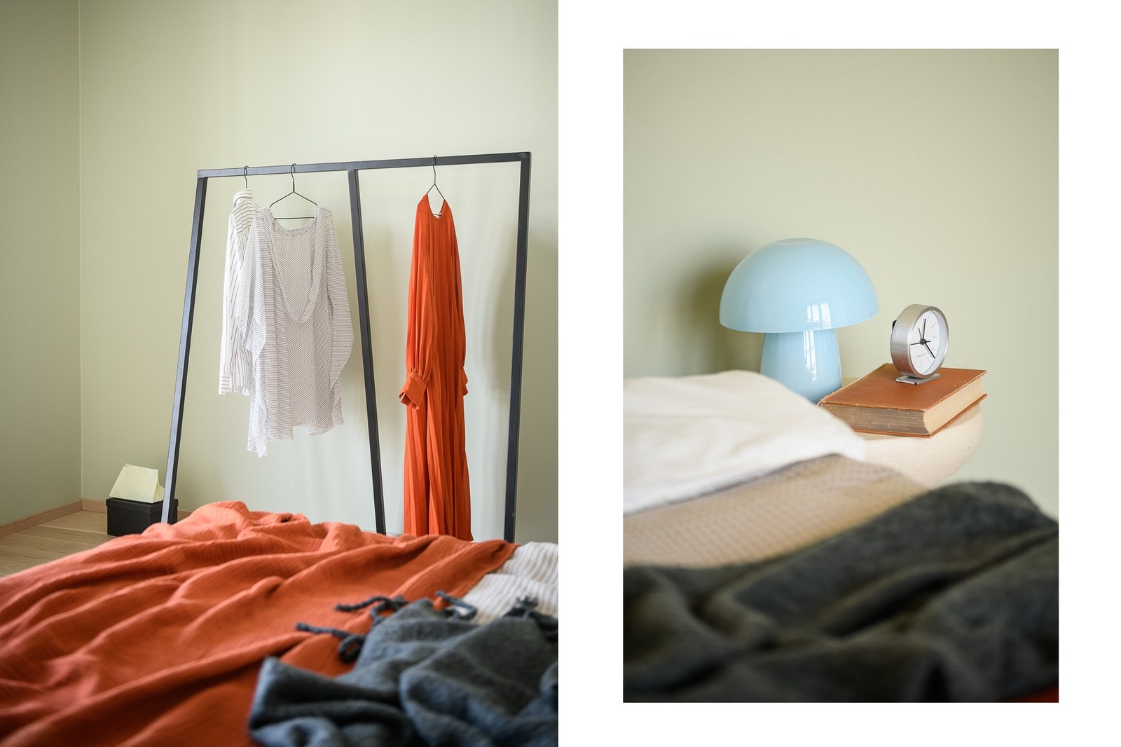 God plass til dobbeltseng, nattbord og garderobeskap. Galleribilde