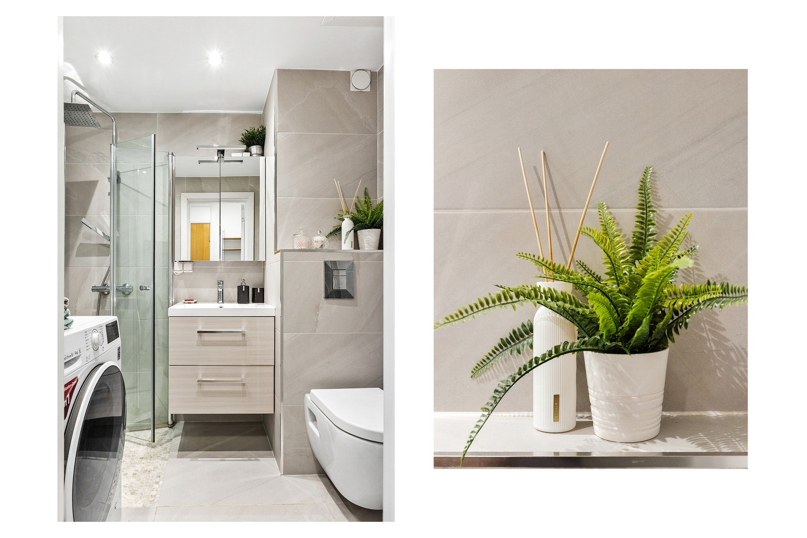 Badet har opplegg for vaskemaskin. Galleribilde