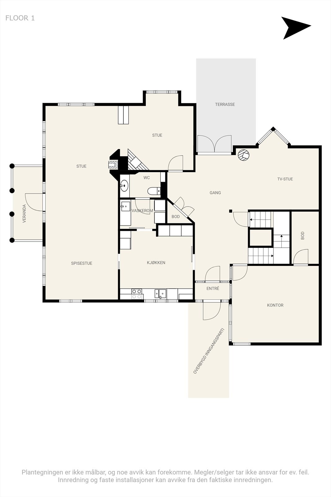 Plantegning av 1.etasje. Galleribilde