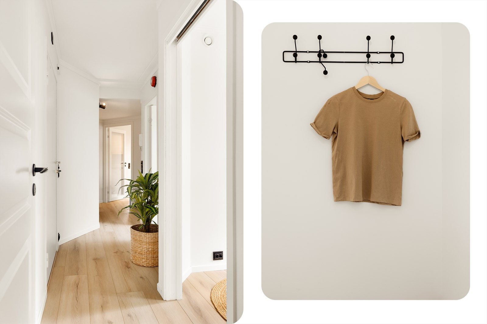 I gangen er det god plass til å henge av seg yttertøy og sette fra seg sko Galleribilde