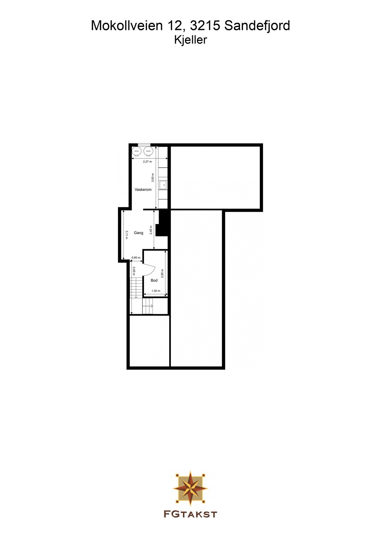 Plantegning kjelleretasjen - Etasjen byr på lagringsplass og separat vaskerom Galleribilde