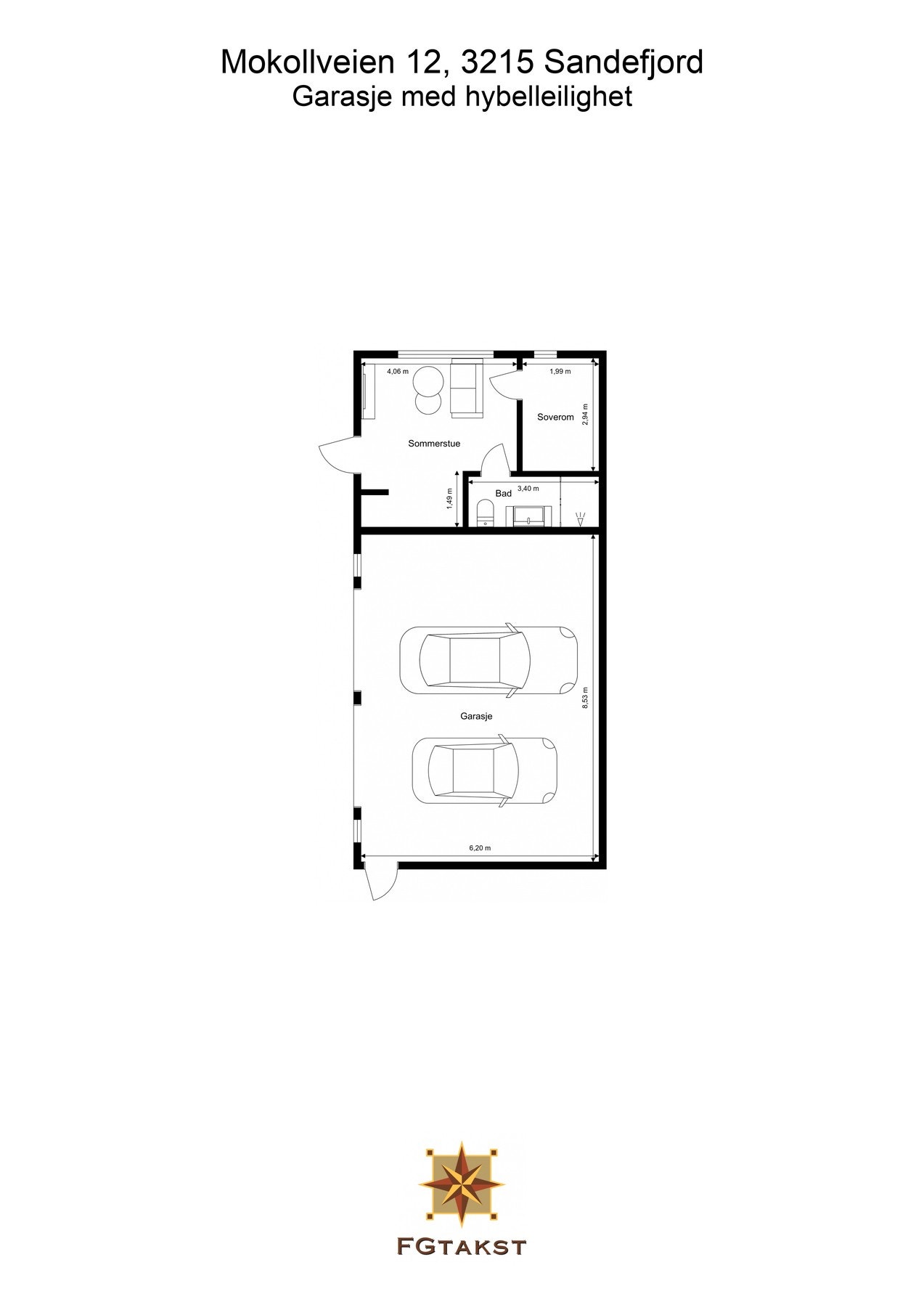 Plantegning garasje med sommerstue Galleribilde