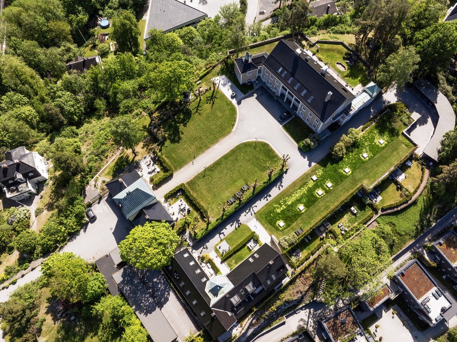 Eiendommen sett ovenfra. Galleribilde