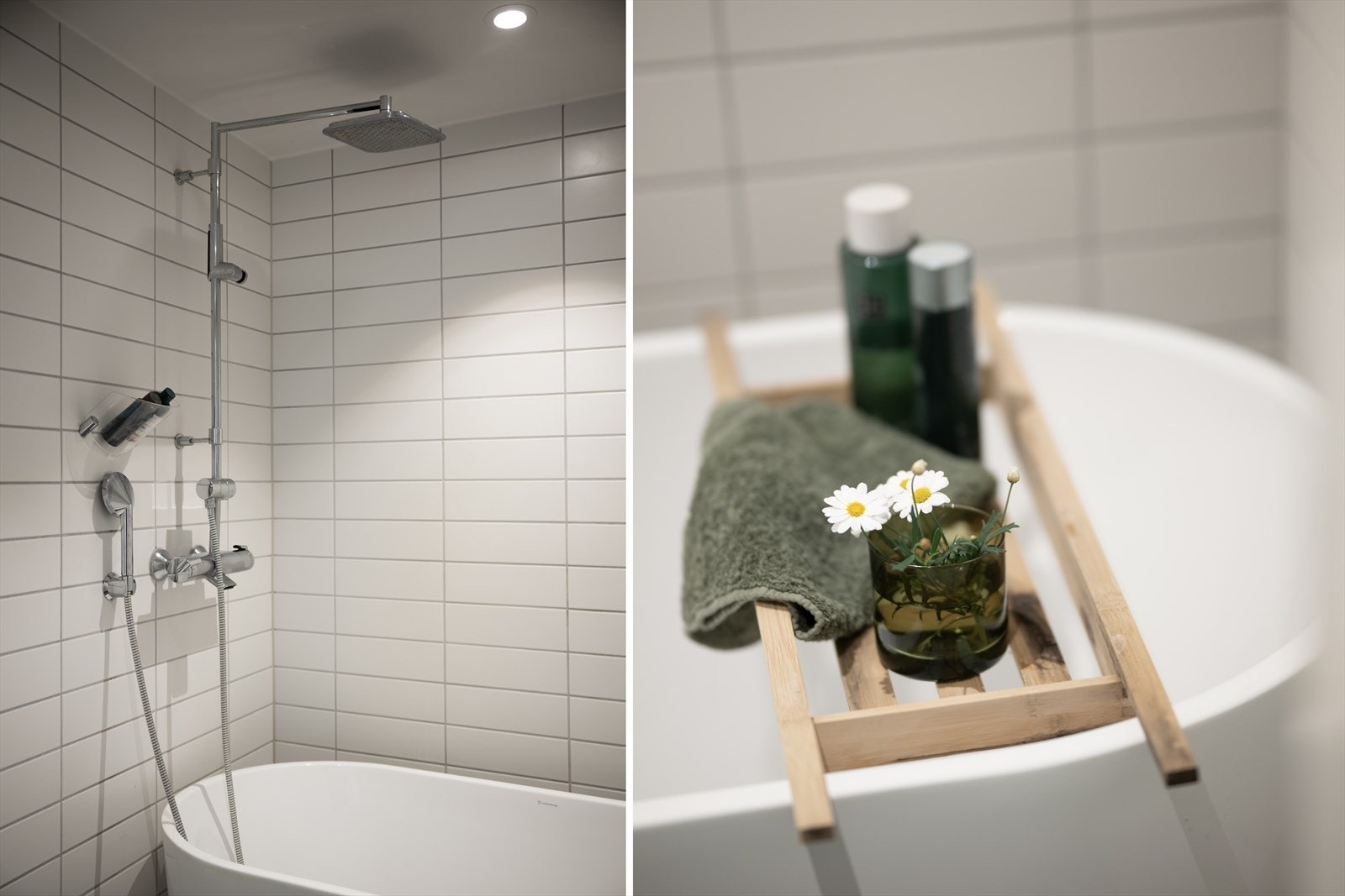 Deilig med badekar og regnfallsdusj. Galleribilde