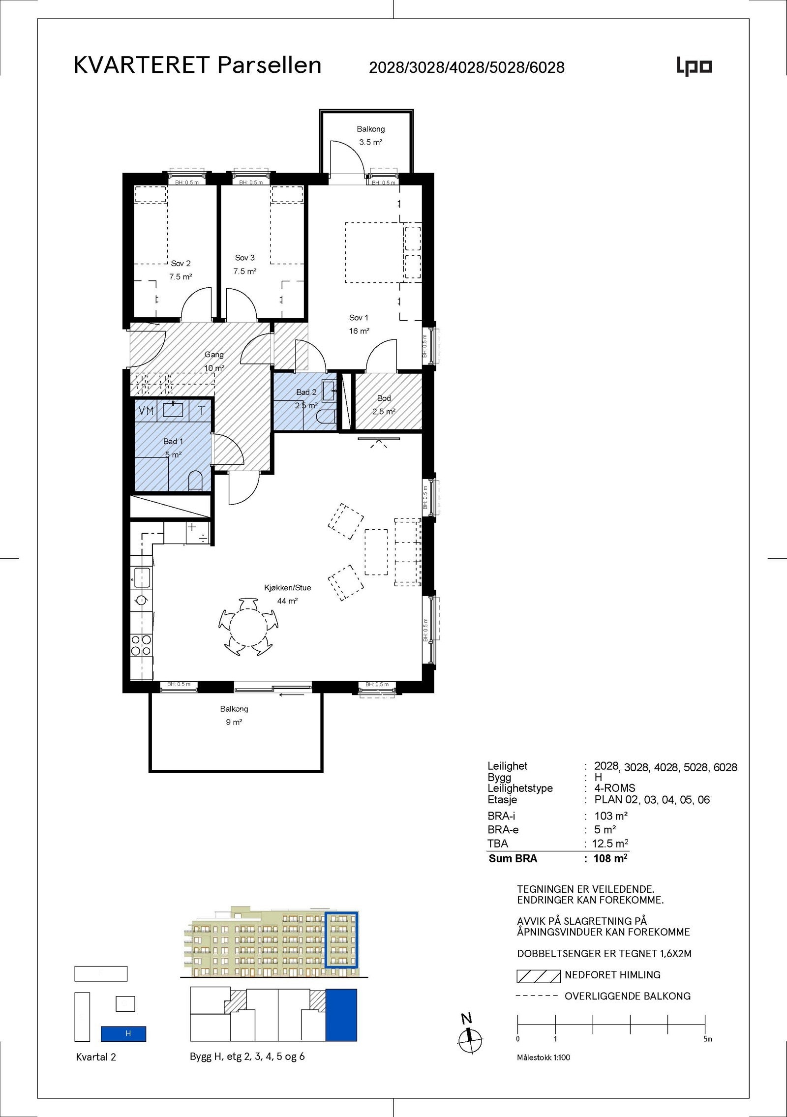 Plantegning leilighet H2028 Galleribilde