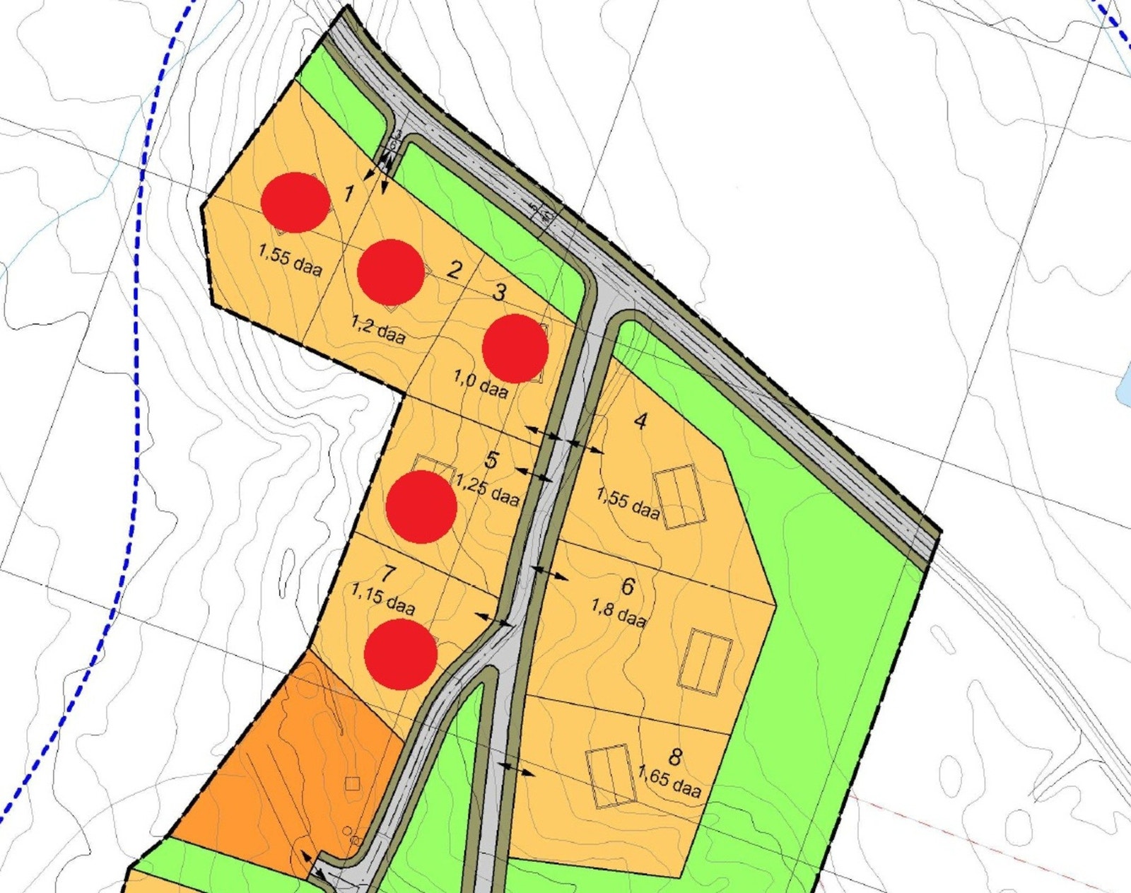 Alle fem tomtene selges samlet Galleribilde