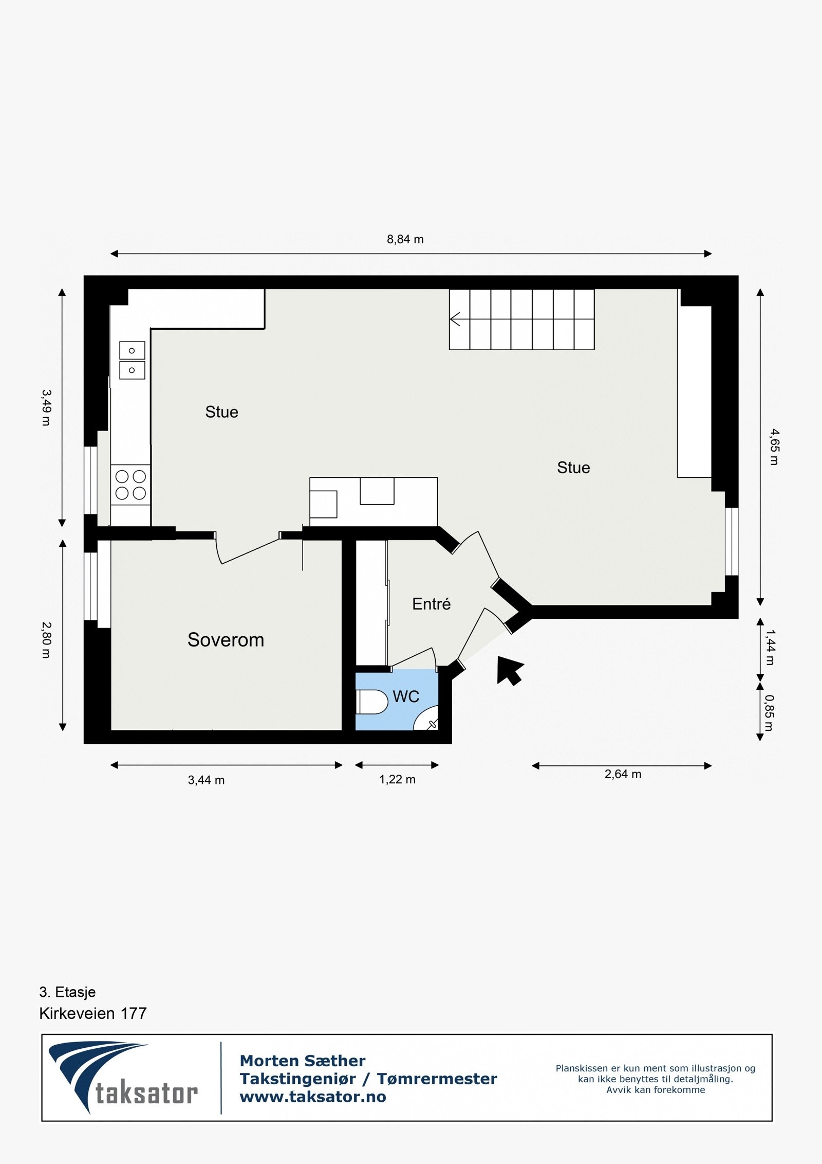 Plantegning med nytt soverom Galleribilde