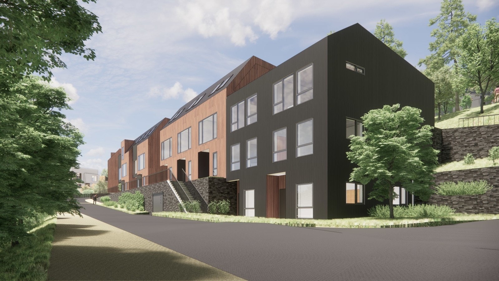 Illustasjon av godkjent bebyggelse iht reguleringsplan. Galleribilde