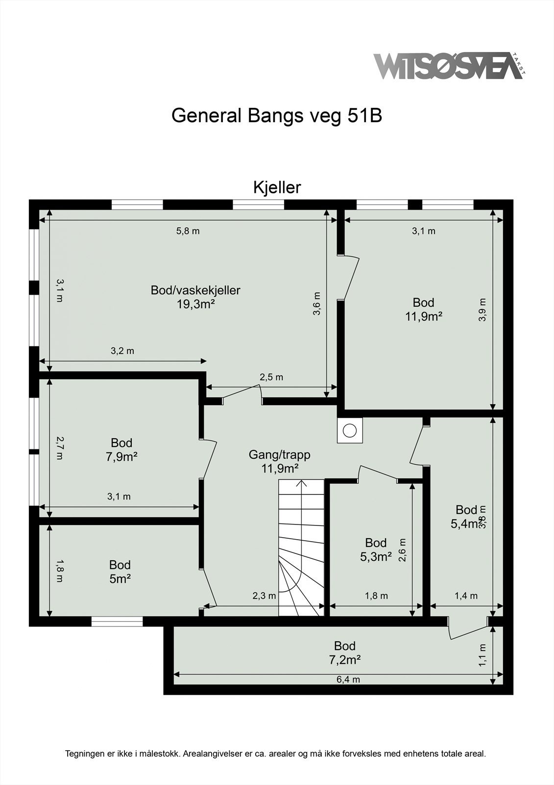 Planskisse kjelleretasje. Galleribilde
