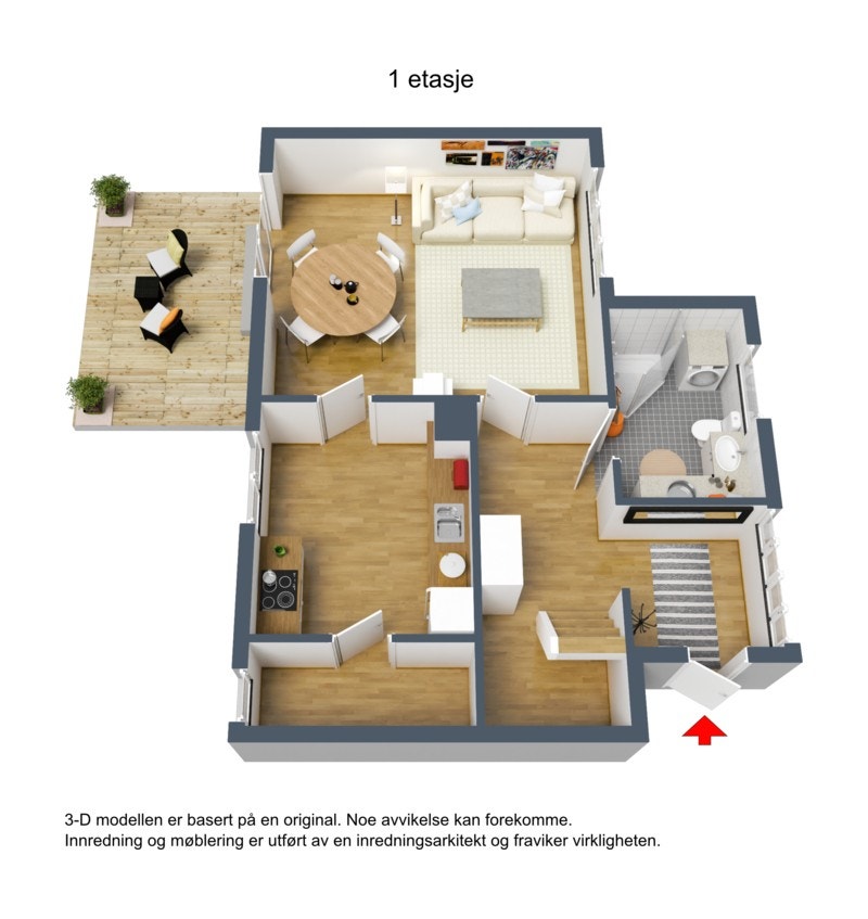 3D-skisse hovudetasje Galleribilde