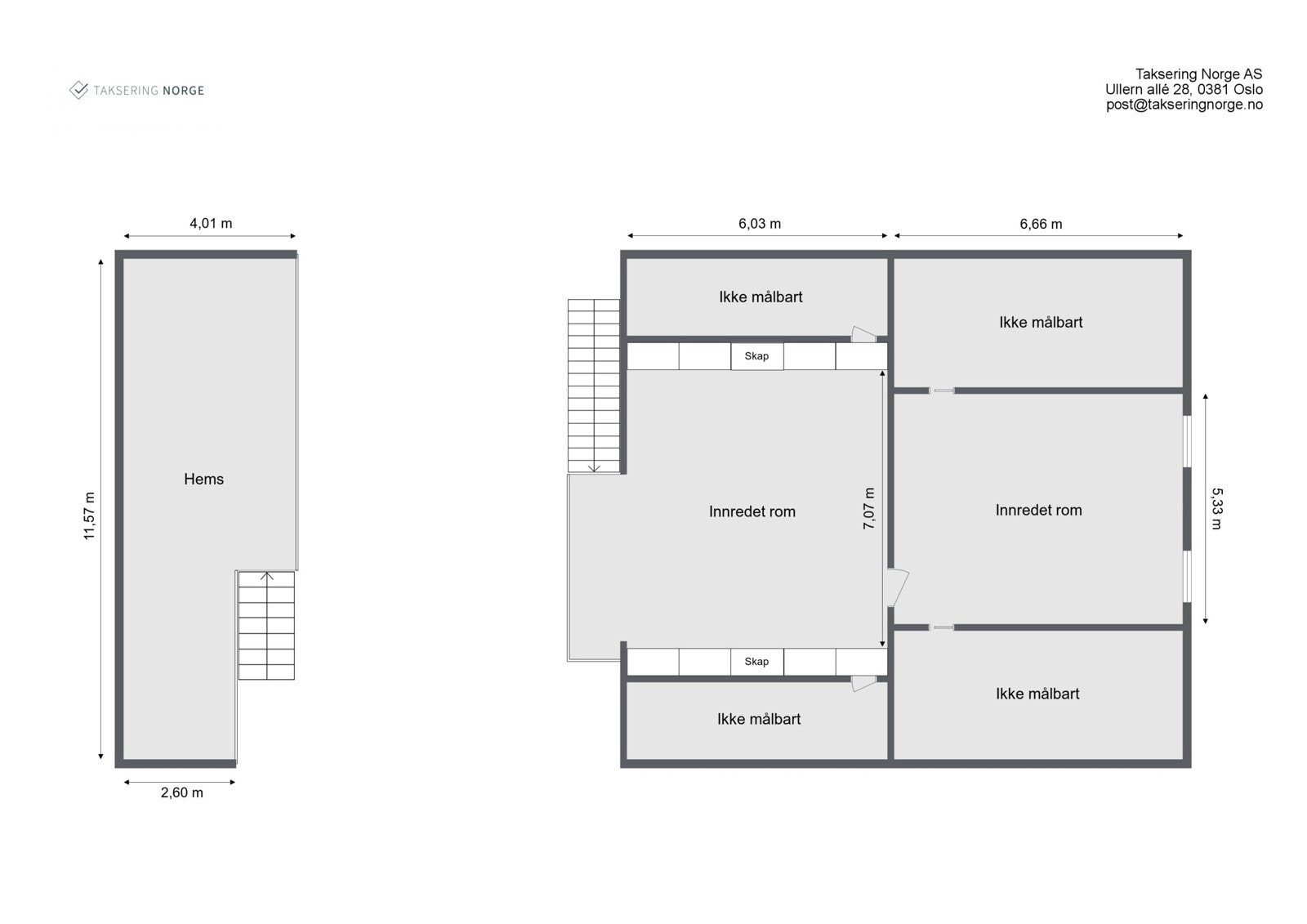 Plantegning 2. etasje for Garasje "låve" som viser dagens innredning - ingen rom i bygget er godkjent for varig opphold. Galleribilde