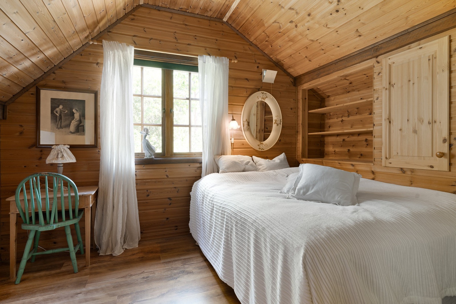 i loftsetasjen finner du 2 soverom av lik størrelse og en stue Galleribilde