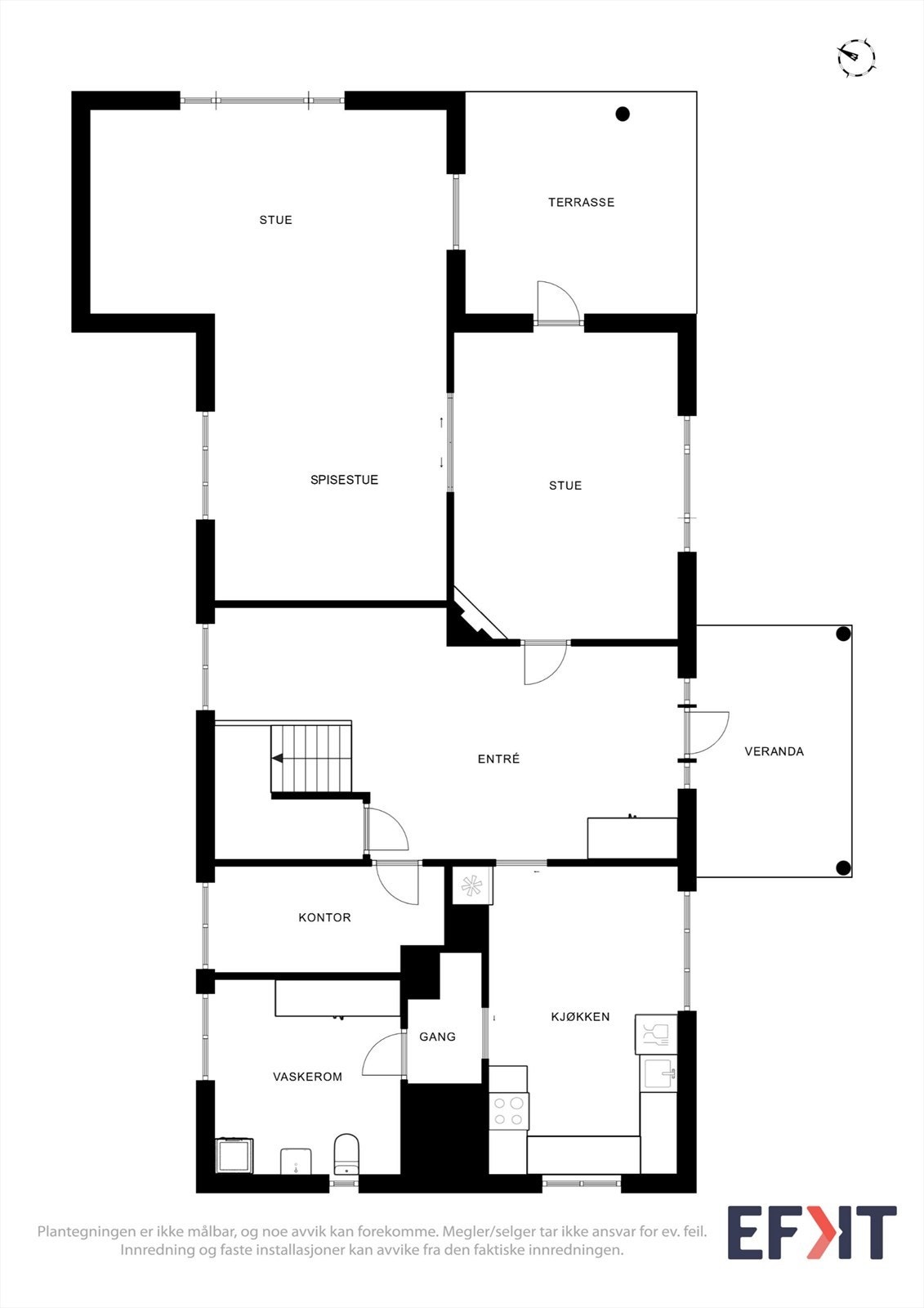 Plantegning våningshus 1. etg Galleribilde