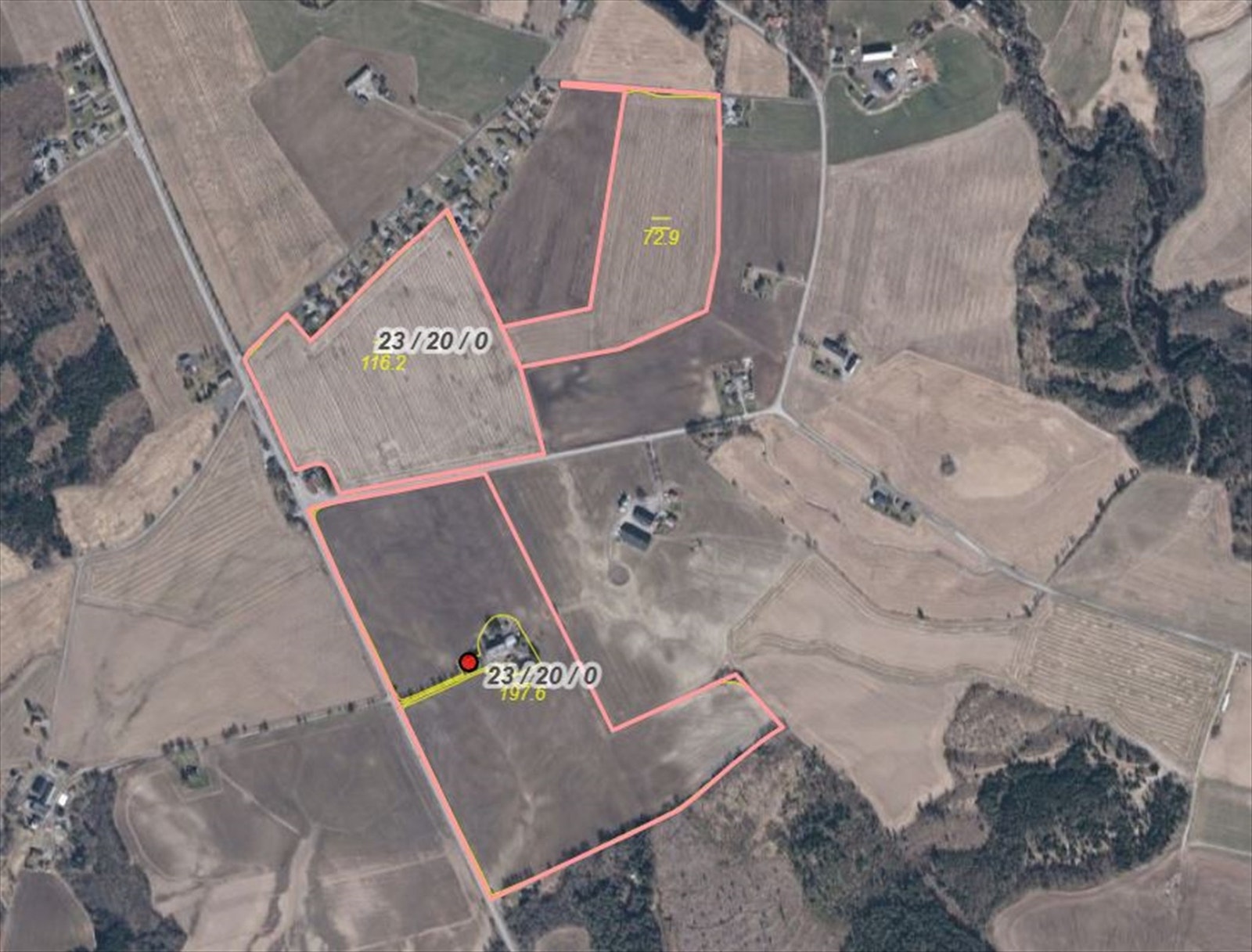 Flyfoto tun og dyrket Galleribilde