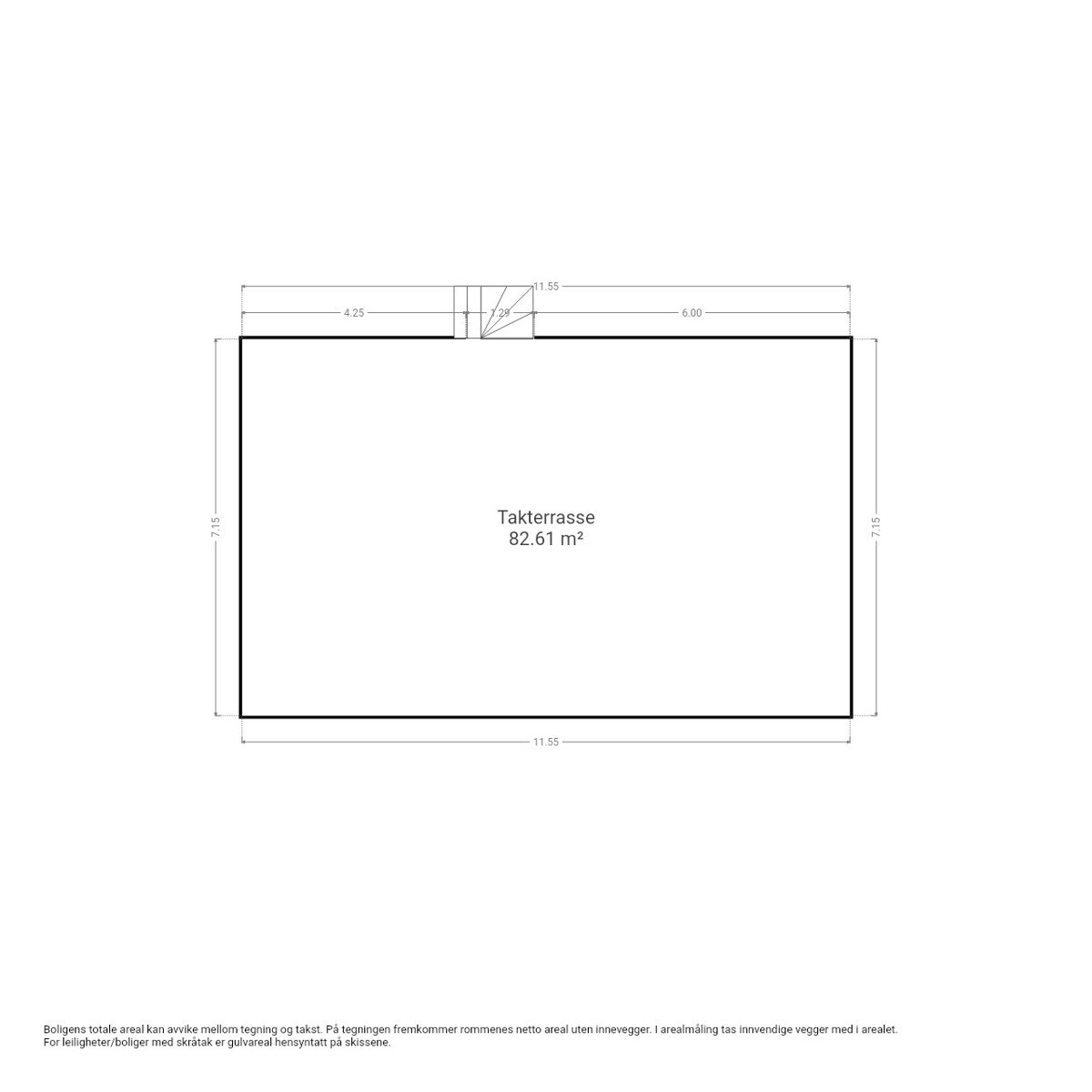 Plantegning takterrasse på toppen av huset. Galleribilde
