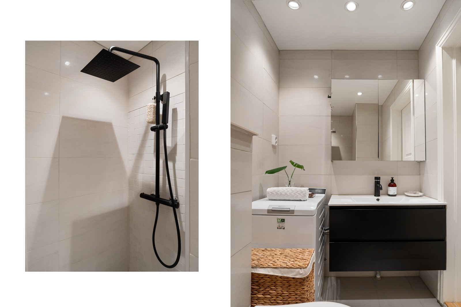 Delikat baderom fra 2019 med lekre fliser med behagelig gulvvarme. Galleribilde