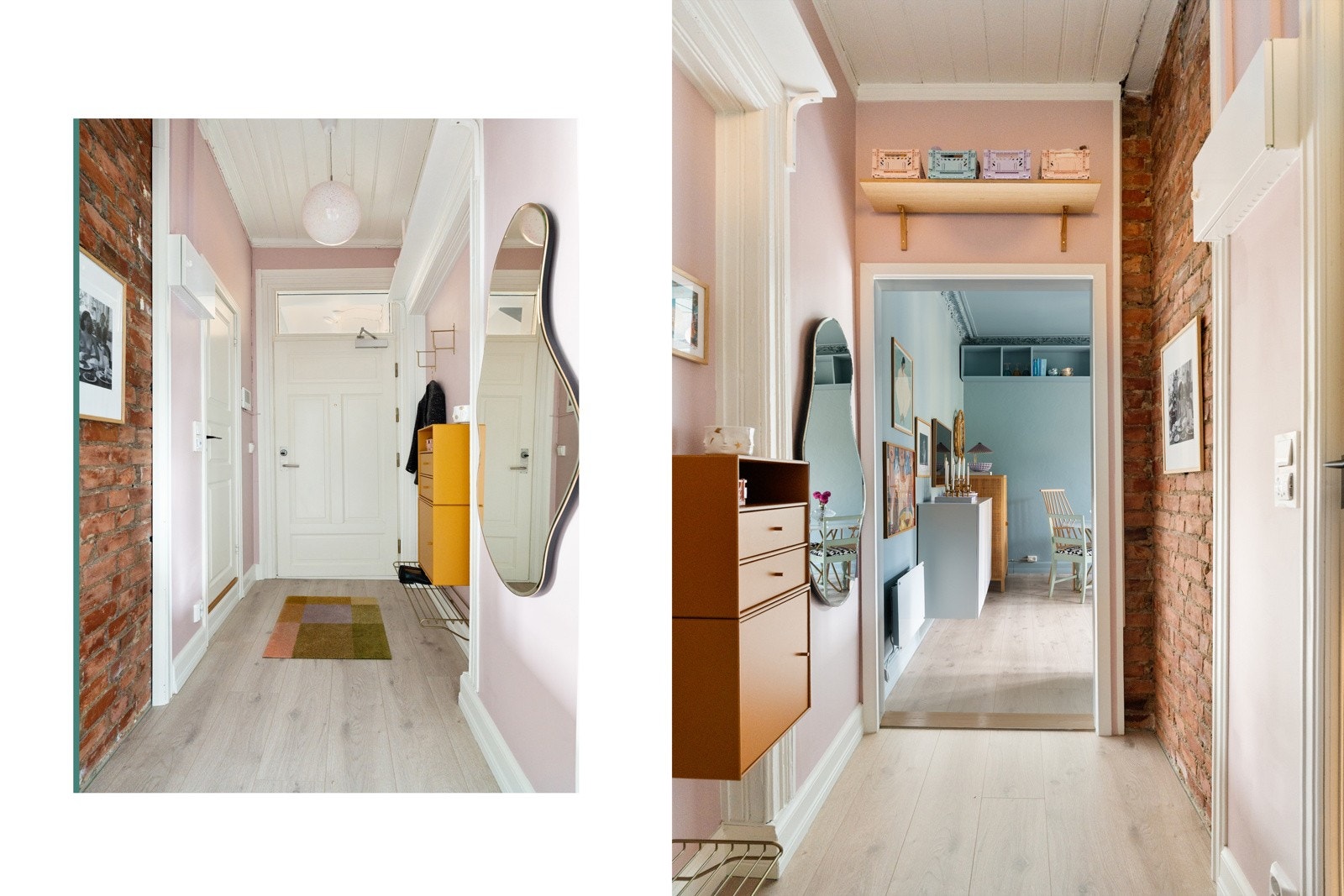 Entréen fremstår som innbydende med teglstensvegger og lekre fargevalg. Galleribilde