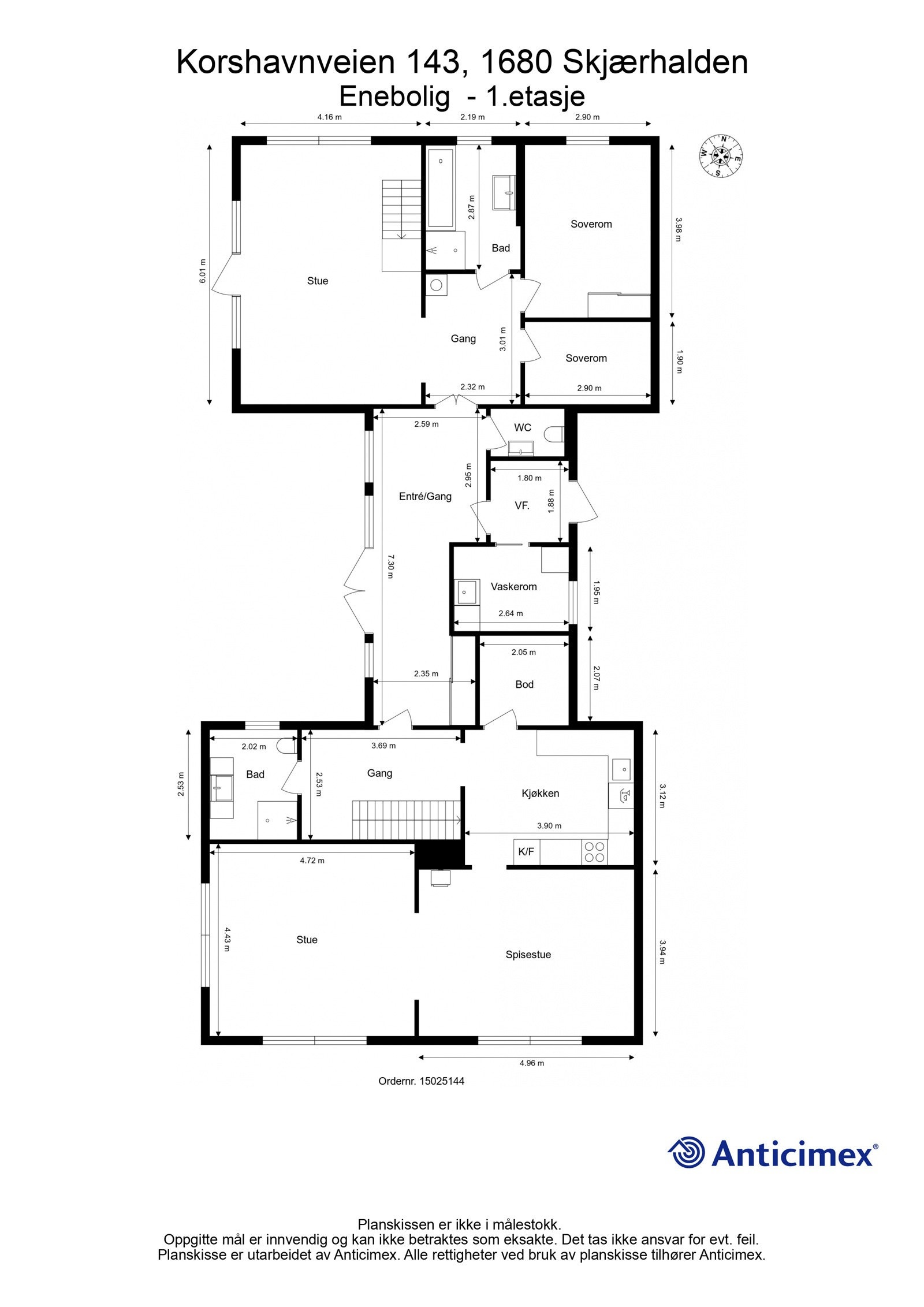 Hovedhusets første etasje. Detaljer kan avvike. Galleribilde