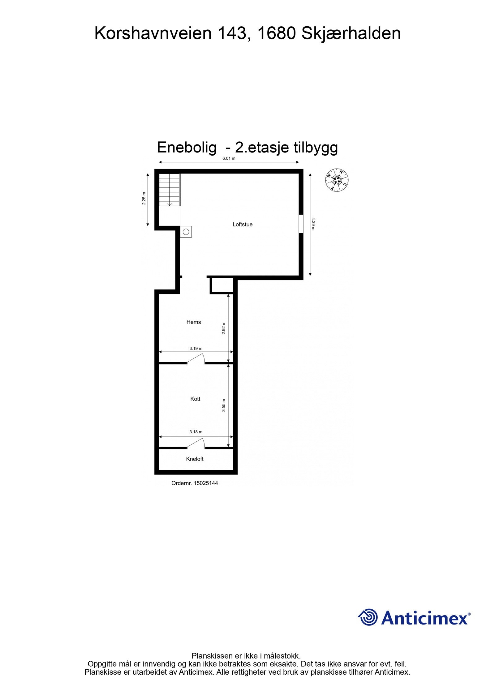 Hovedhusets andre etasje - den nordre huskroppen - Detaljer kan avvike. Galleribilde