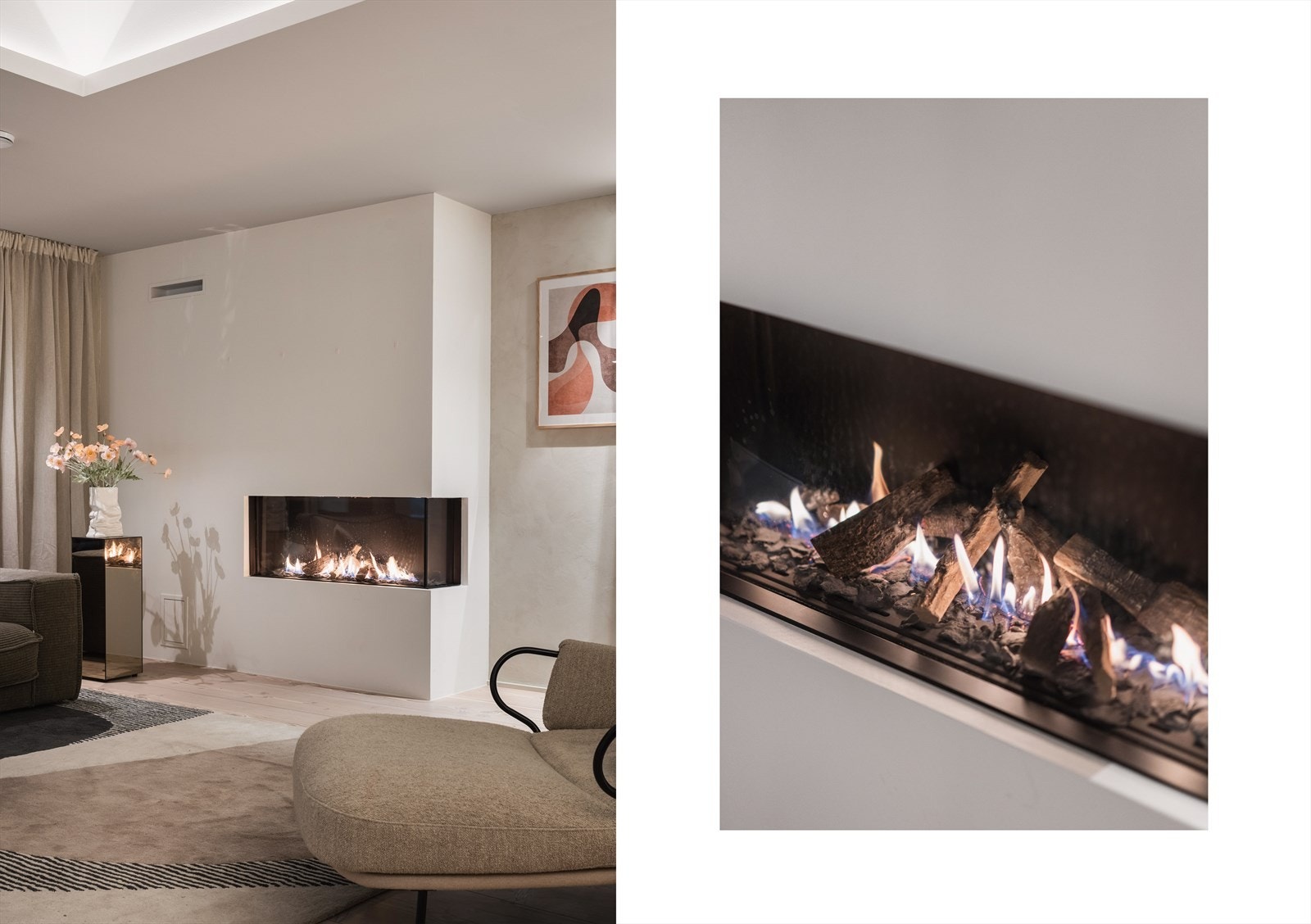Peisen er en Vision Line Superior 1100 med 3-delt brennersystem og 7,2 kW varmeeffekt. Galleribilde