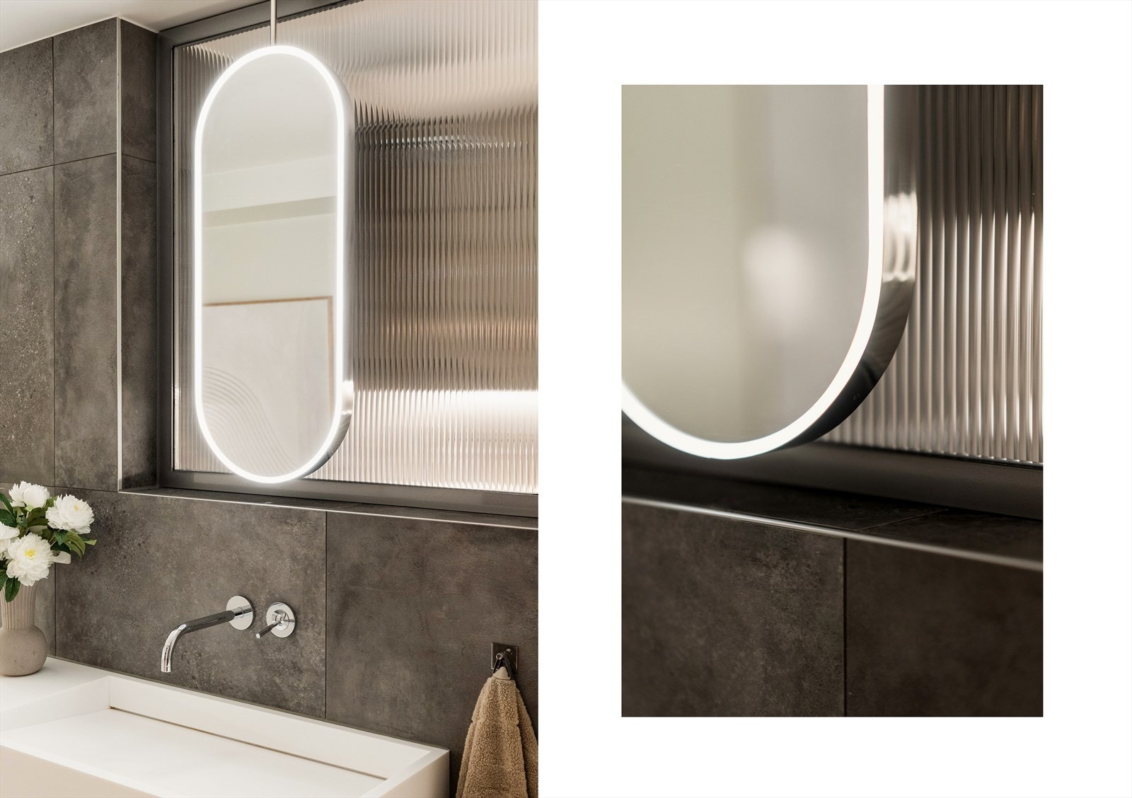 To spesialproduserte speil med LED-belysning fra Alguacil & Perkoff. Galleribilde