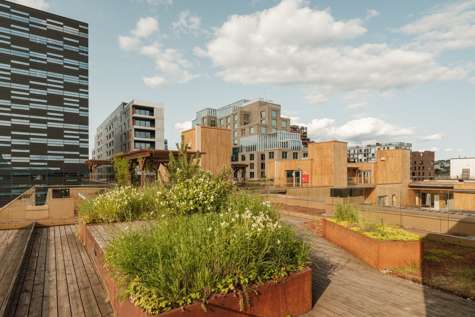 Sameiet tilbyr også en fantastisk felles takterrasse med imponerende utsikt over byen og fjorden. Galleribilde