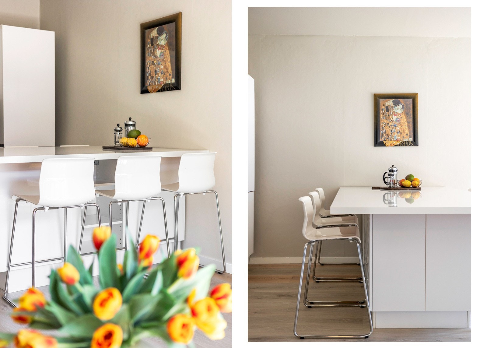 En stor kjøkkenøy gir ekstra spillerom, samt sitte- og lagringsplass. Med kjøkkenøyen blir kjøkkenet en sosial sone og boligens midtpunkt. Kjøkkenøyen er ikke montert fast så kan enkelt fjernes og erstatttes med spisebord om ønskelig Galleribilde