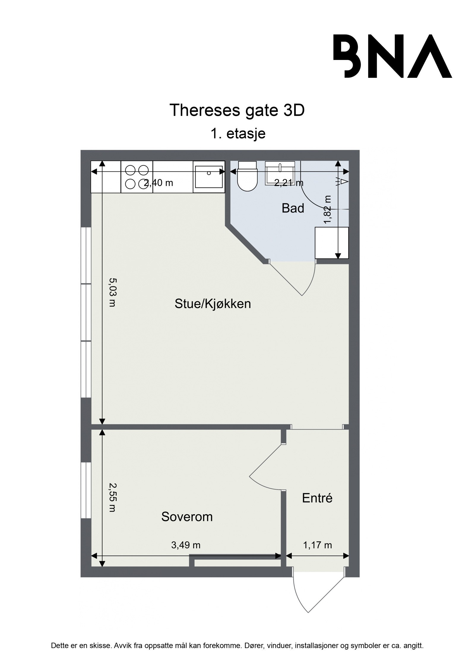 Plantegning. Leiligheten disponerer to kjellerboder på ca. 6 kvm og 3 kvm Galleribilde