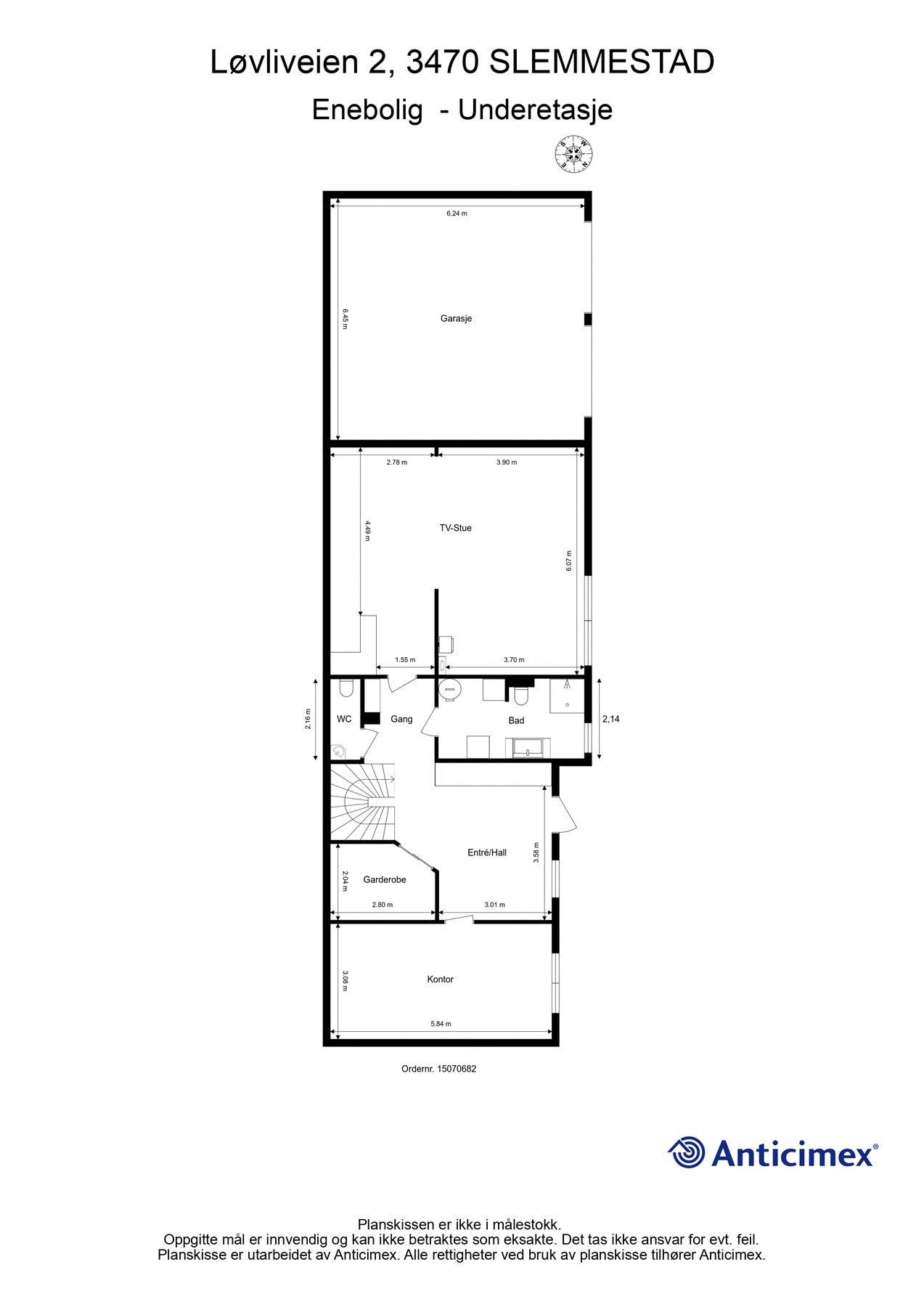 Vi tar en titt på plantegningen først her også. Galleribilde