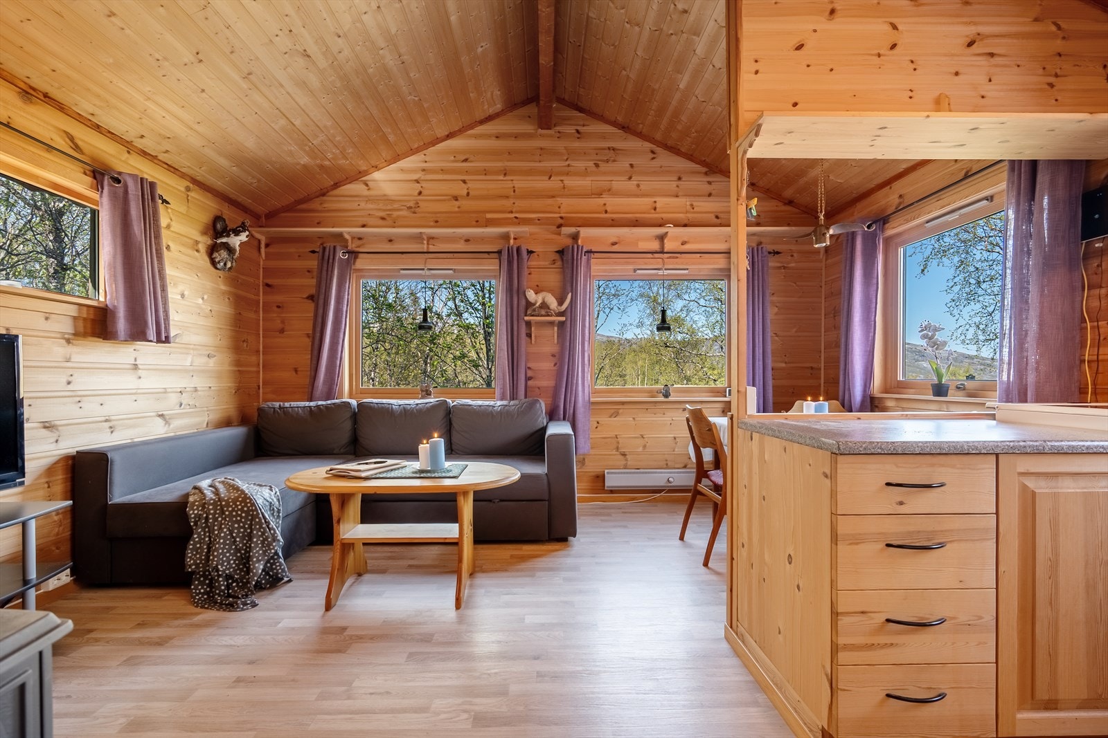 Luftig hytte med god takhøyde og gjennomgående fin hytte standard. Galleribilde