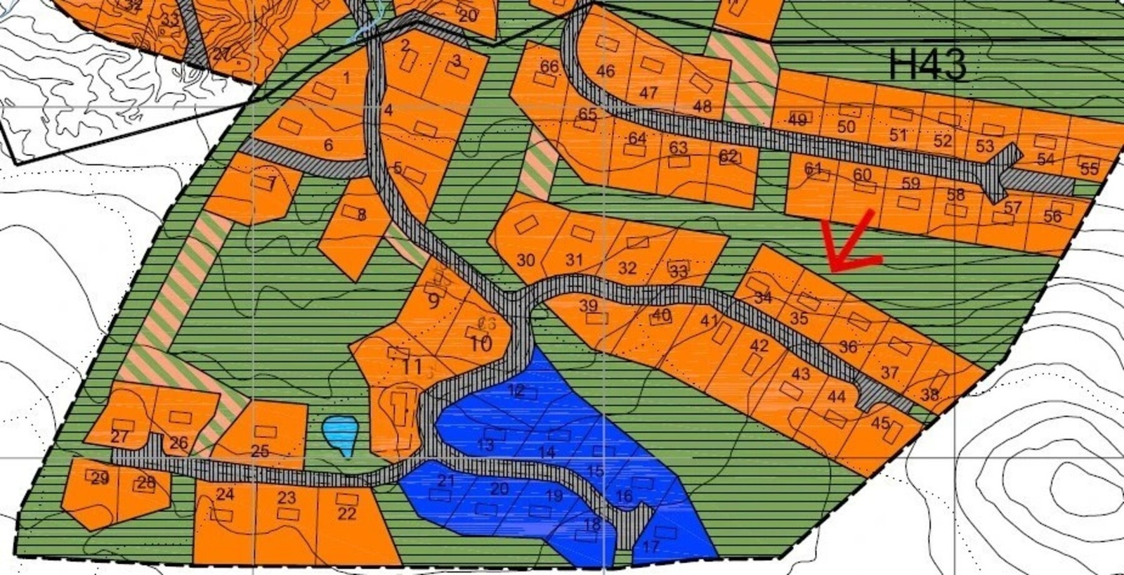 Utsnitt plankart med tomt markert Galleribilde