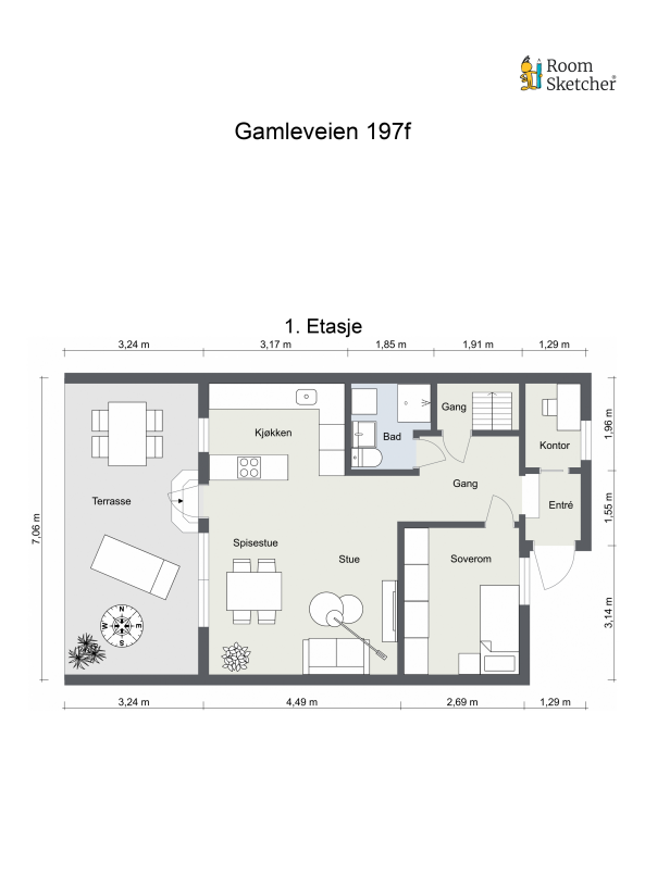 Planskisse - I tillegg har leiligheten en kjeller. Galleribilde