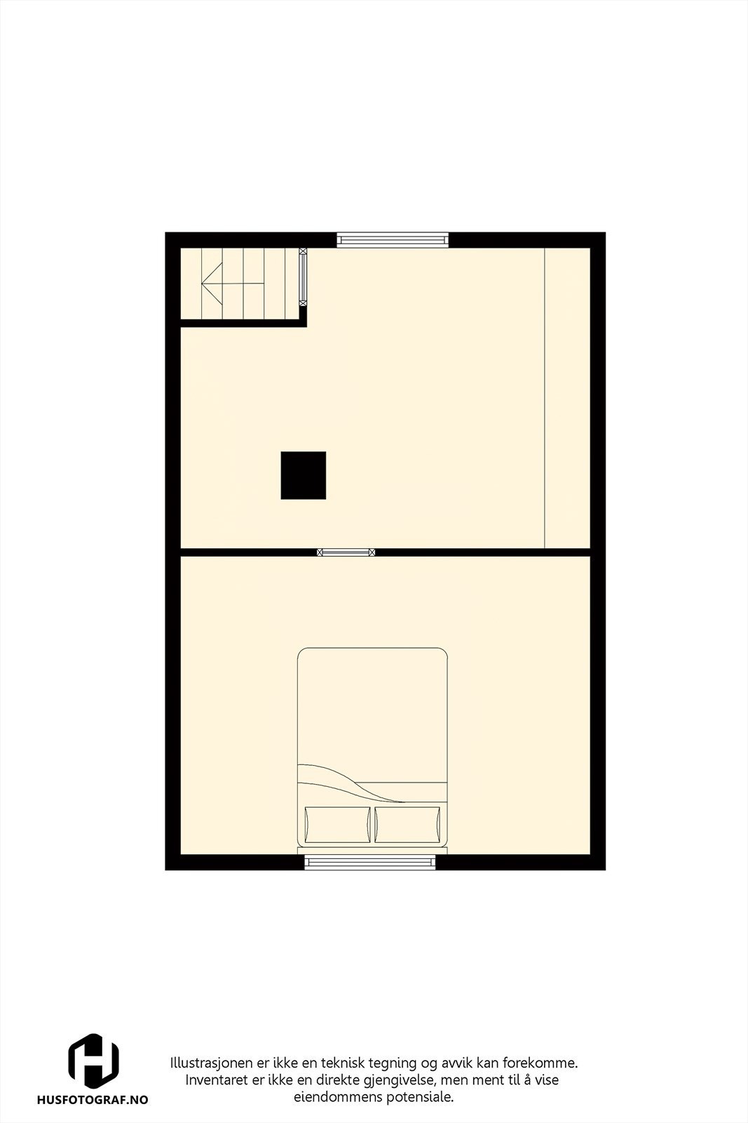 Plantegning Loft- ikke målbart areal pga. takhøyde Galleribilde