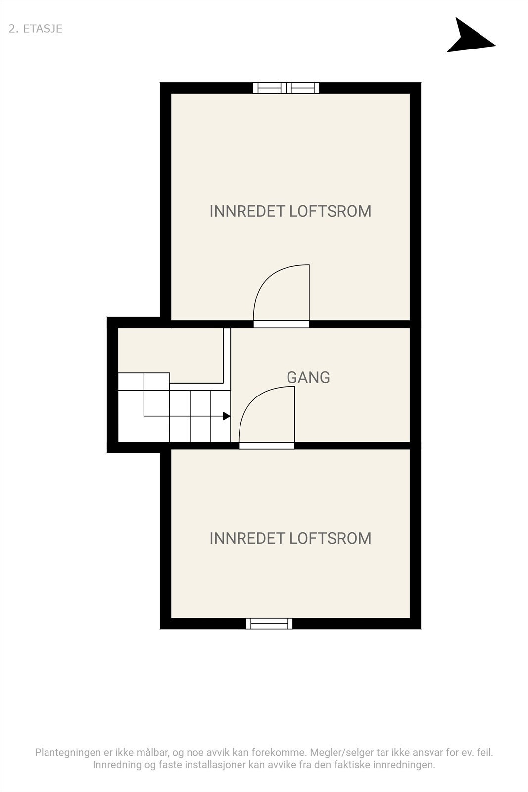 Plantegning - loftsetasje / hems. Galleribilde