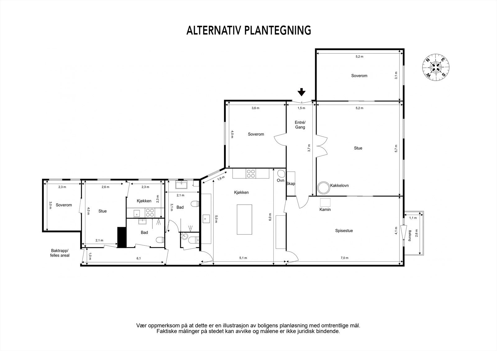 Alternativ plantegning 2 for etablering av hybel Galleribilde