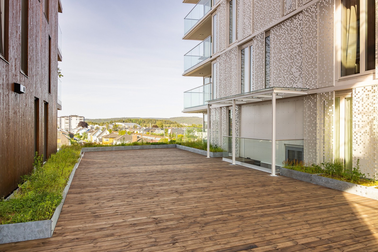 Flott, felles takterrasse mellom byggene. Galleribilde
