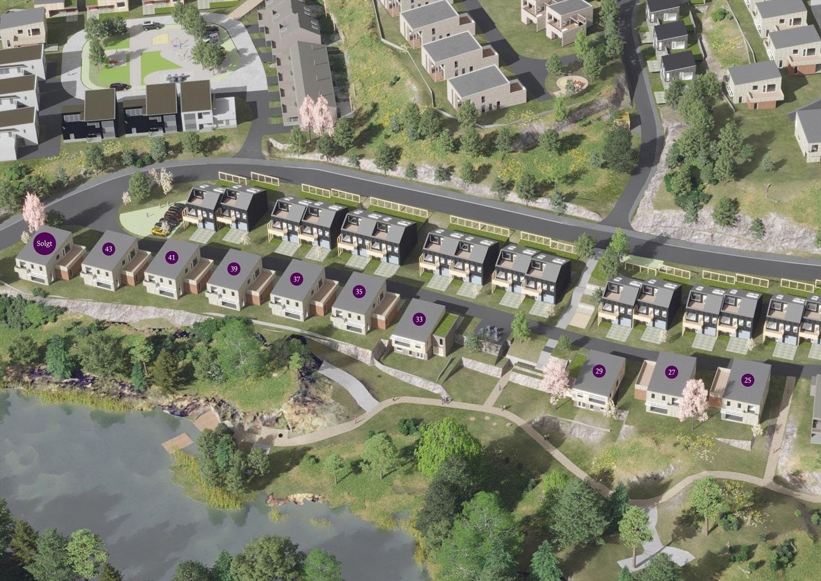 Drangsvann - Sommerro oversiktsbilde av tomtene (illustrert med bolig på) Galleribilde